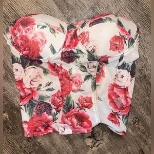 Floral Strapless Bustier Top